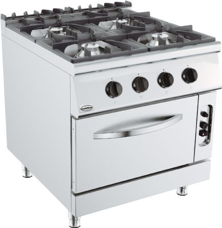 Cuisiniere professionnelle a gaz 4 bruleurs avec four  gaz 800x900x900