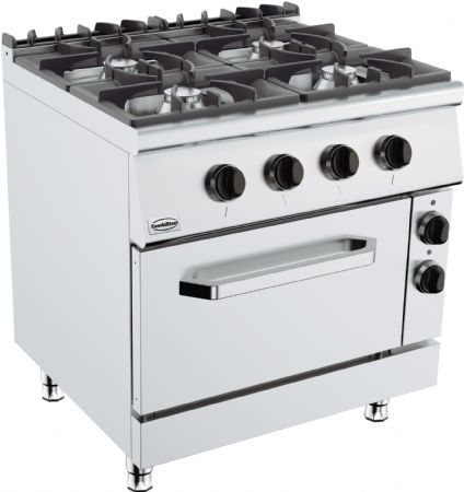 Cuisiniere professionnelle a gaz 4 bruleurs avec four electrique 800x900x900