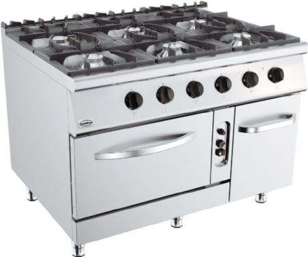 Cuisiniere professionnelle a gaz 6 bruleurs avec four  gaz 1200x900x900