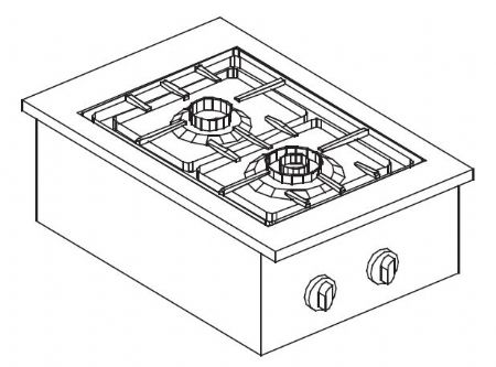 Cuisiniere professionnelle  gaz 2 bruleurs 9kw 400x600x270