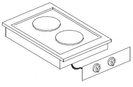 Cuisiniere professionnelle electrique 2 plaques 400x600x260