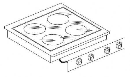 Cuisiniere professionnelle en cramique 4 zones 600x600x260