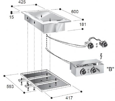 Plancha professionnelle electrique lisse 400v 425x600x181