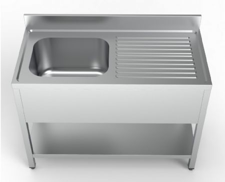 600 plonge inox avec tagre 1  gauche largeur  1200 1200x600x850