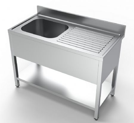 600 plonge inox avec tagre 1  gauche largeur  1200 1200x600x850