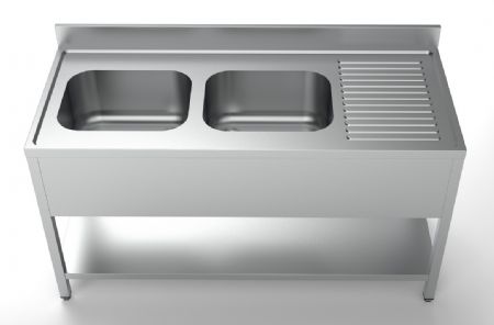 700 plonge inox avec tagre 2  gauche largeur  1600 1600x700x850