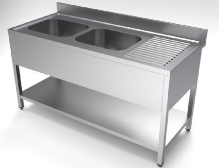 700 plonge inox avec tagre 2  gauche largeur  1600 1600x700x850