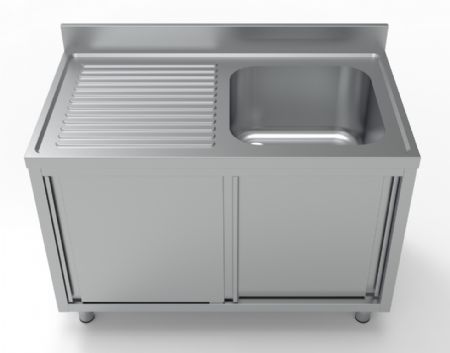 700 plonge inox avec meuble portes coulissantes 1  droite  1200 1200x700x850