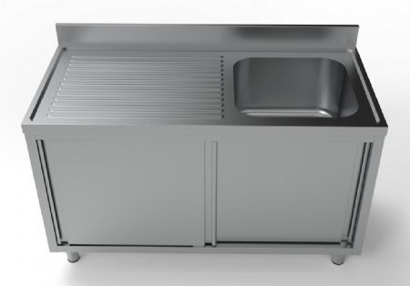 700 plonge inox avec meuble portes coulissantes 1  droite  1400 1400x700x850