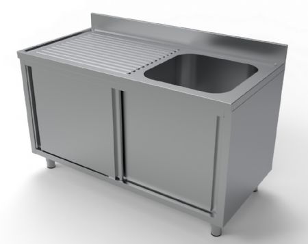 700 plonge inox avec meuble portes coulissantes 1  droite  1400 1400x700x850