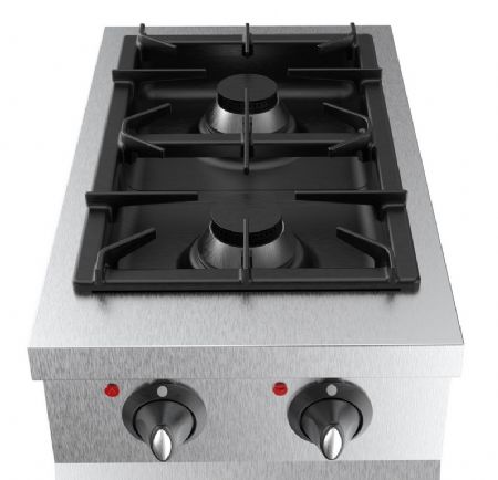 Cuisiniere professionnelle a gaz 2 bruleurs 400x700x900