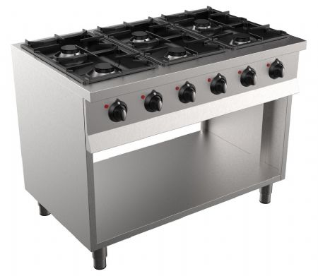 Cuisiniere professionnelle a gaz 6 bruleurs 1100x700x900