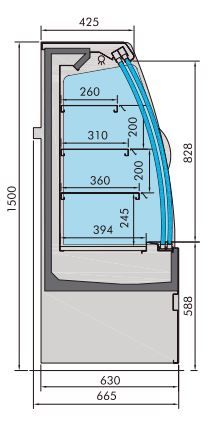 Vitrine rfrigre professionnelle noah avec portes coulissantes 1310x665x1500