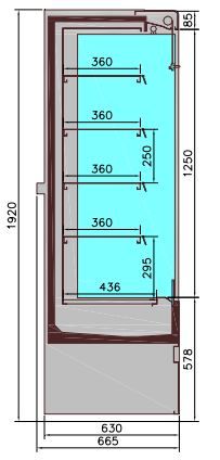 Vitrine murale professionnelle jamie 1.3 1310x665x1920