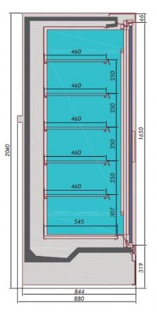 Vitrine murale professionnelle mike 1.3 1350x865x2000