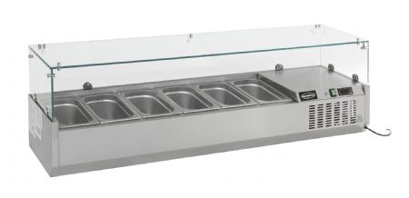 Saladette a poser vitre 1/4 gn x 5 1200x335x435