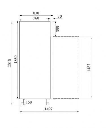 Rfrigrateur en acier inox 1 porte 740x830x2010