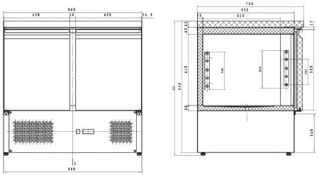 Table conglateur professionnelle 2 portes 943x700x855