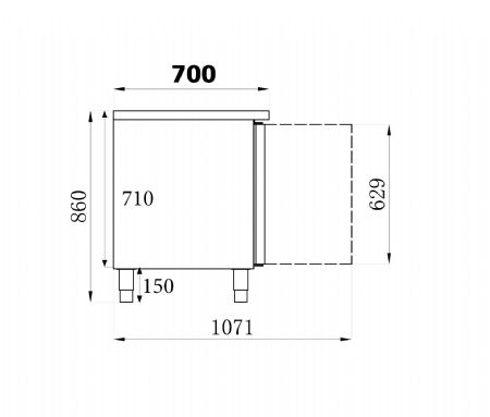 Table conglateur professionnelle 2 portes 1360x700x850