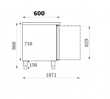 Table rfrigre professionnelle 4 portes 2230x600x860