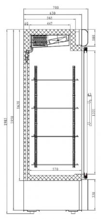 Conglateur 1 porte vitre 680x720x1990