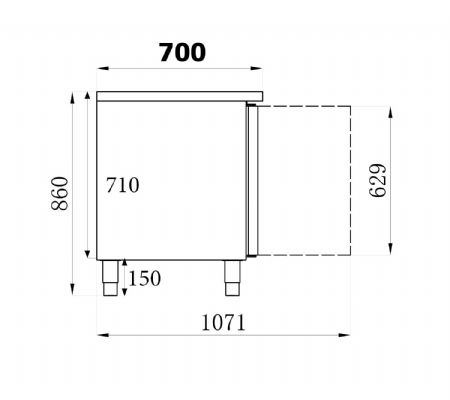 Table rfrigre professionnelle plonge 2 portes 1510x700x960