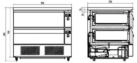 Cellule de refroidissement 2 tiroirs 4x 1/1gn 905x700x865