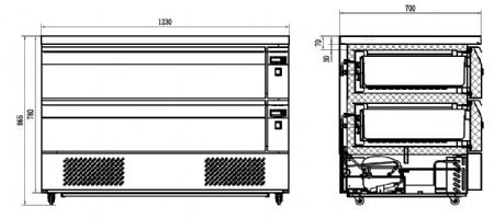 Cellule de refroidissement 2 tiroirs 6x 1/1gn 1230x700x865