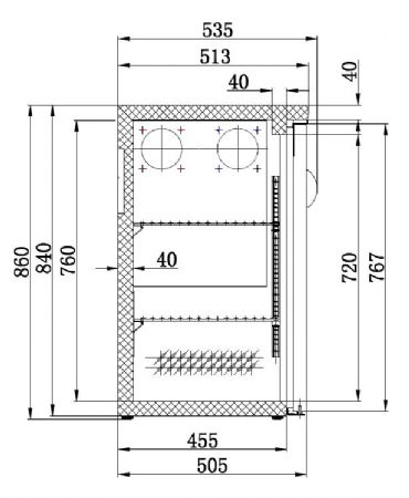 Arrire bar restauration rfrigr noir 2 portes 1462x513x860