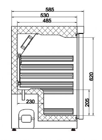 Rfrigrateur en acier inox 1 porte 600x585x845