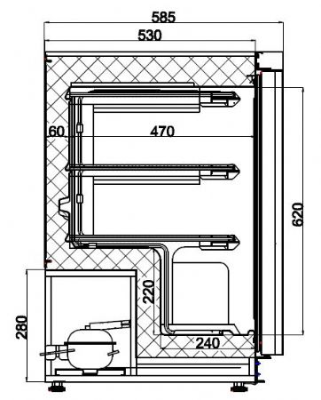 Conglateur en acier inox 1 porte 600x585x845