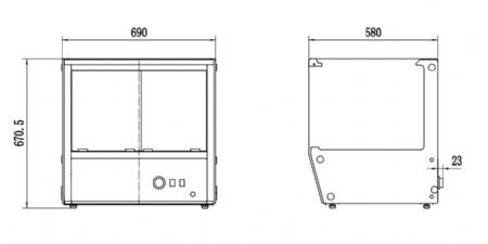 Vitrine chauffante 137l 690x580x671