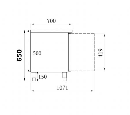 Table rfrigre professionnelle haute 2 portes 1360x700x650