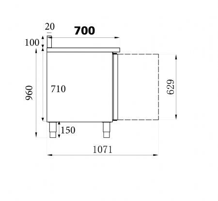 Table rfrigre professionnelle avec dosseret 2 portes 1360x700x850