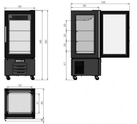 Vitrine de ptisserie rfrigre 1500 650x650x1500