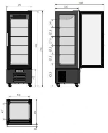 Vitrine de ptisserie rfrigre 1950 650x650x1950