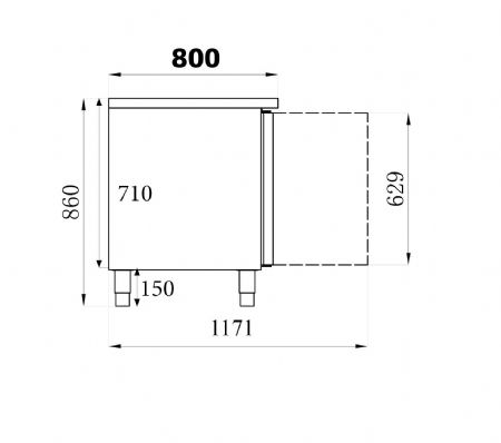 Table rfrigre professionnelle ptisserie 2 portes 1510x800x860