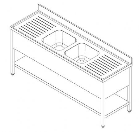 700 plonge pro avec etagere dmontable largeur  2 centre largeur 2000 2000x700x850