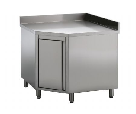 Meuble bas inox angulaire avec porte 1000x700x850