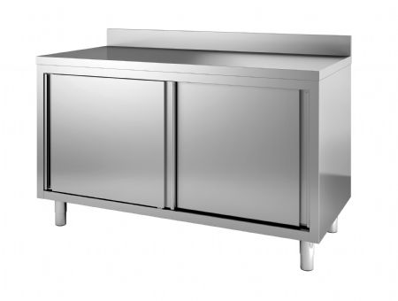 600 meuble bas inox portes coulissantes avec dosseret largeur 1200 1200x600x850