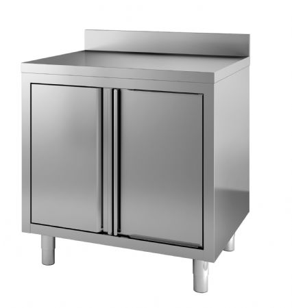 700 meuble bas inox portes a tambour avec dosseret largeur 800 800x700x850