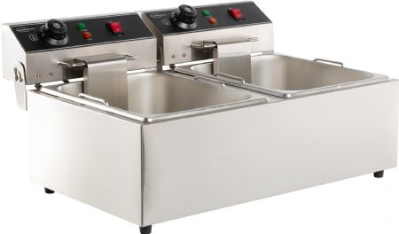 Friteuse professionnelle a poser electrique 2x6 l 590x440x290