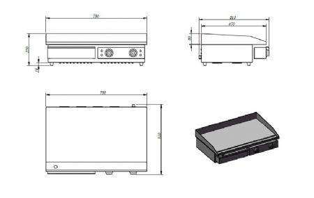 Plancha professionnelle electrique 730x510x230