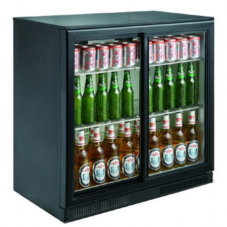 Arrire bar restauration rfrigr noir 2 portes coulissantes 900x500x900 - 198l