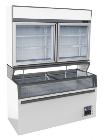 Refrigerateur bahut supermarch complet blanc 2 portes vitres 1454x890x2110