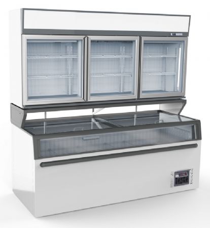 Refrigerateur bahut supermarch complet blanc 3 portes vitres 2104x890x2110
