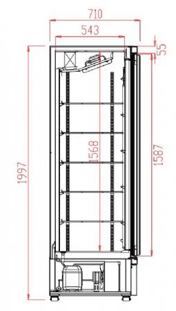 Conglateur 3 portes vitres 1880x710x1997 - 1450l