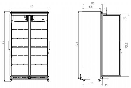 Rfrigrateur 2 portes vitres avl-785r 1120x595x1973