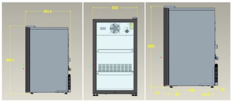 Rfrigrateur a poser porte vitre 136l noir 500x585x885