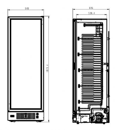 Conglateur 1 porte vitre 382l 640x670x1875